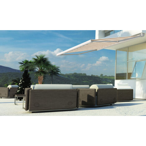 STORE BANNE COFFRE INTEGRAL MOTORISE RAL BLANC 2,5 X 2 TOILE DICKSON® CREME-BRUYERE