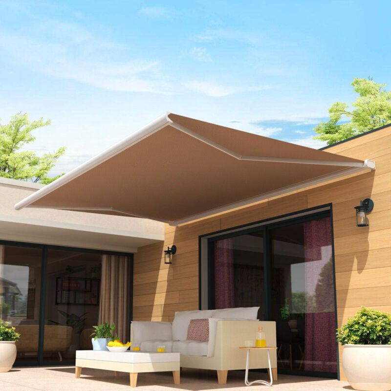 Store banne coffre intégral louisa 3,00x2,00 m (Manuelle - Blanc satiné RAL9010 - S130 acrylique uni taupe)