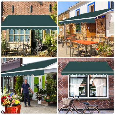 Store Banne de Balcon Rétractable 3x2,5M Tissu Résistant aux UV et à l'Eau Angle Réglable 5-35° Vert