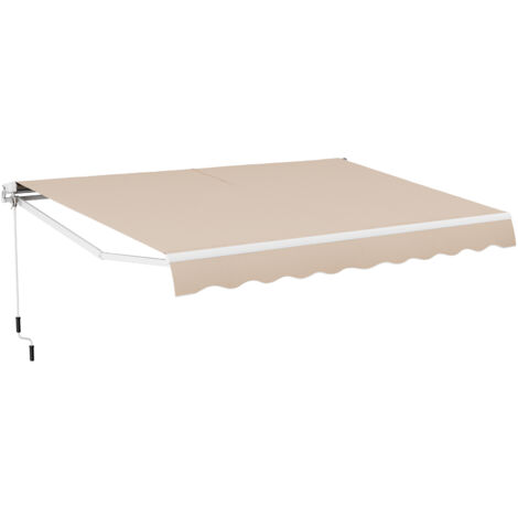 Store Banne de Manuel Rétractable de 4 x 2,5M Angle Réglable 5-35°, Auvent de Terrasse avec Tissu Résistant aux UV et à l'eau Cadre en Aluminium, pour