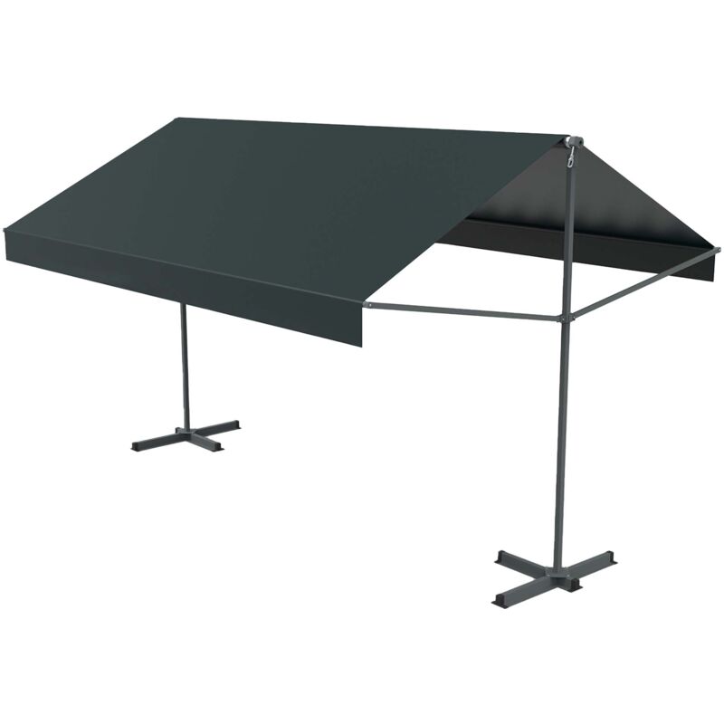 Concept-usine - iseo - Store banne double pente manuel 4 x 1,5/1,5 m gris polyester