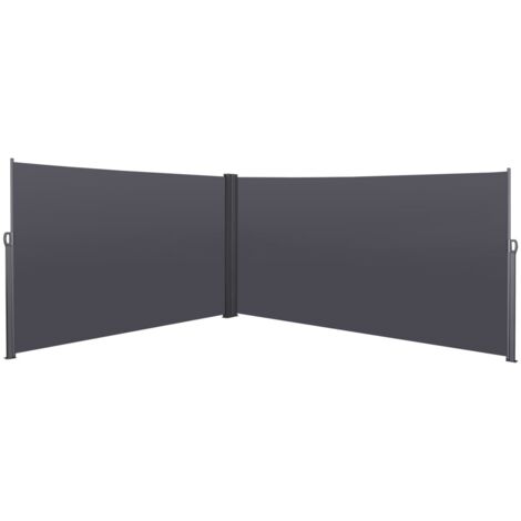 Store banne latéral extensible gris 600x180cm, imperméable brise-vue coupe-vent, protection solaire extérieur