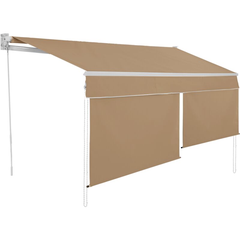 Store banne manuel 4x3 m taupe lambrequin H.1,50 m