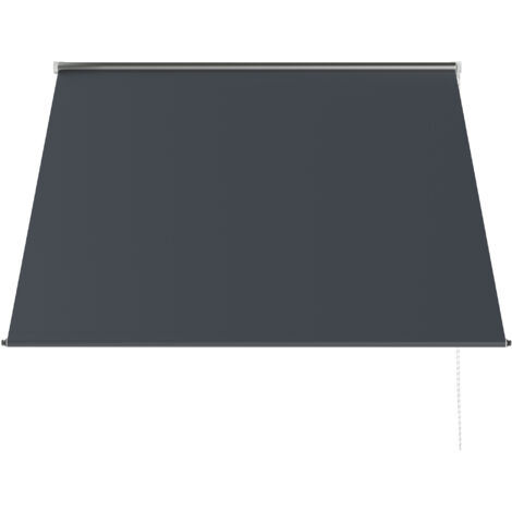 Store banne manuel auvent rétractable Inclinaison réglable 150 x 120 cm protection UV aluminium polyester gris foncé