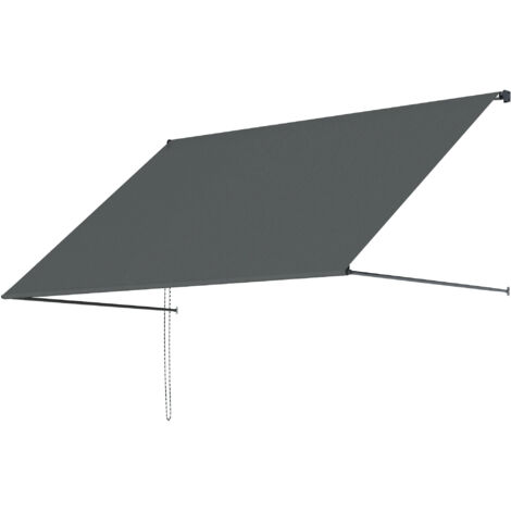 Store banne manuel auvent rétractable inclinaison réglable 195x120 cm protection UV aluminium polyester gris foncé