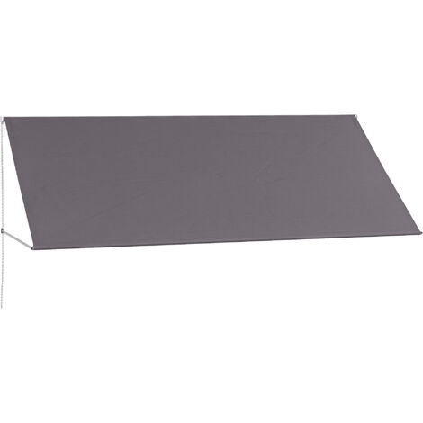 Store banne manuel auvent rétractable inclinaison réglable 300 x 120 cm protection UV aluminium polyester gris foncé