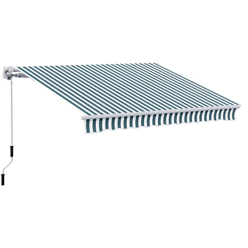 Homcom - Auvent manuel de jardin terrasse store aluminium retractable 4L x 3l m vert et blanc - Vert