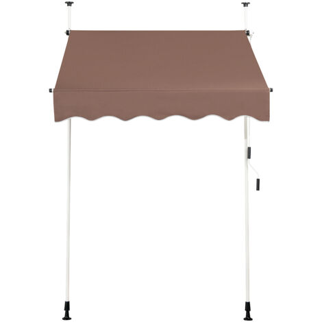 Store Banne Manuel Hauteur Réglable 200-300CM, Auvent Rétractable150x125CM sans Perçage en Métal et Tissu Oxford pour Fenêtre,Terrasse, Marron