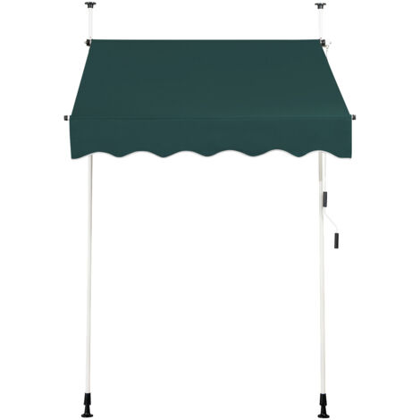 Store Banne Manuel Hauteur Réglable 200-300CM, Auvent Rétractable150x125CM sans Perçage en Métal et Tissu Oxford pour Fenêtre,Terrasse, Vert