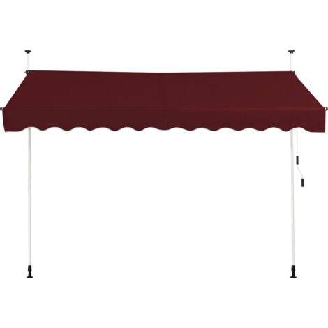 Store Banne Manuel Hauteur Réglable 300 x 200-300CM, Auvent Rétractable en Aluminium et Tissu Oxford Anti UV, pour Fenêtre, Rouge