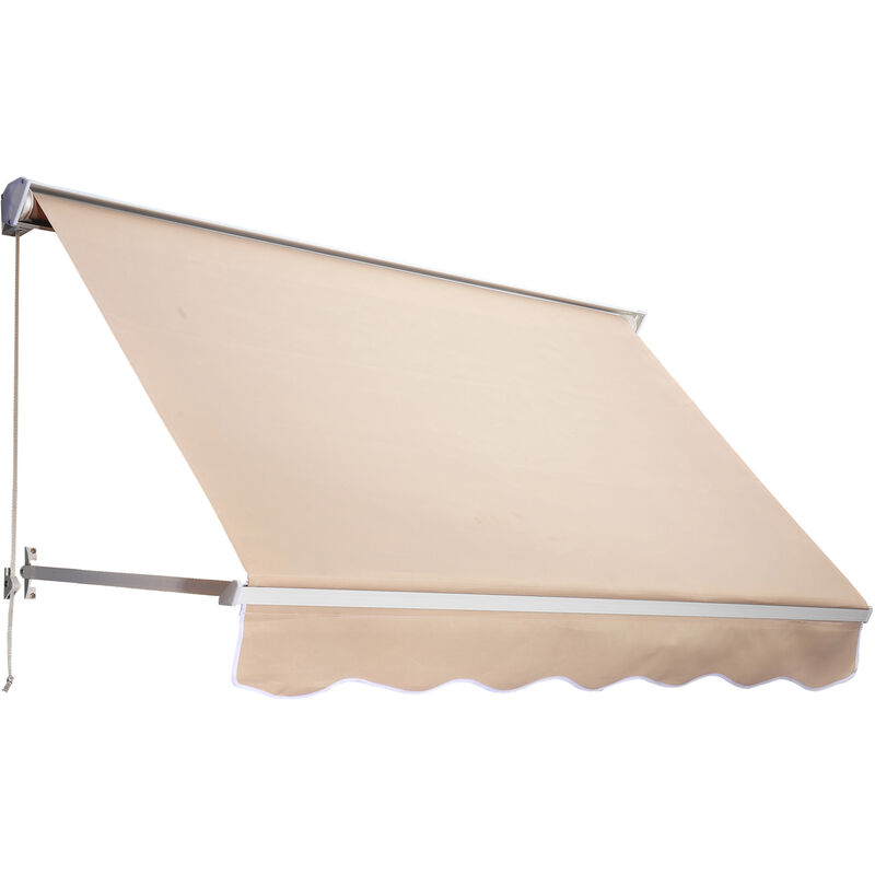 Store banne manuel inclinaison réglable aluminium polyester imperméabilisé 70L x 180l cm beige