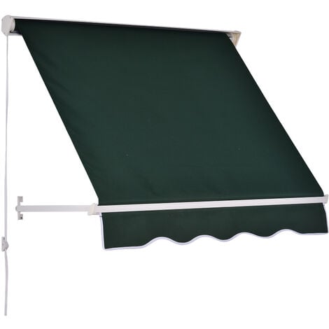 Store banne manuel inclinaison réglable aluminium polyester imperméabilisé 70L x 120l cm vert