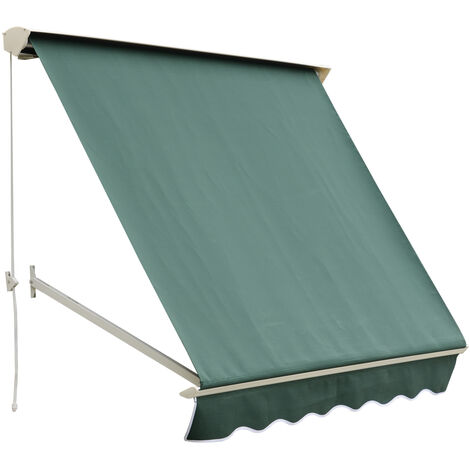 Store banne manuel inclinaison réglable aluminium polyester imperméabilisé 70L x 180l cm vert - Vert