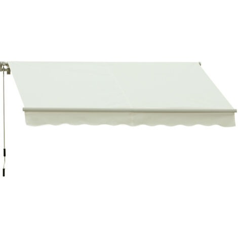 Store banne manuel rétractable 295x245cm extérieur terrasse avec manivelle, angle réglable 45°-85°, toile aluminium polyester 280g/m², auvent balcon cour crème