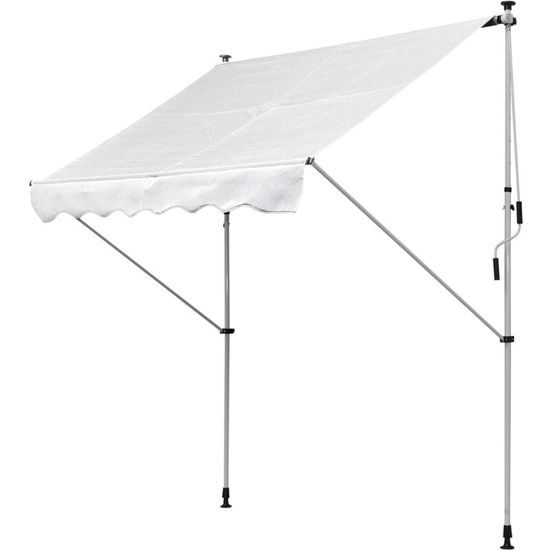 Store banne manuel rétractable 2L x 1,5l x 1,7-2,8H m inclinaison réglable installation rapide métal alu polyester blanc