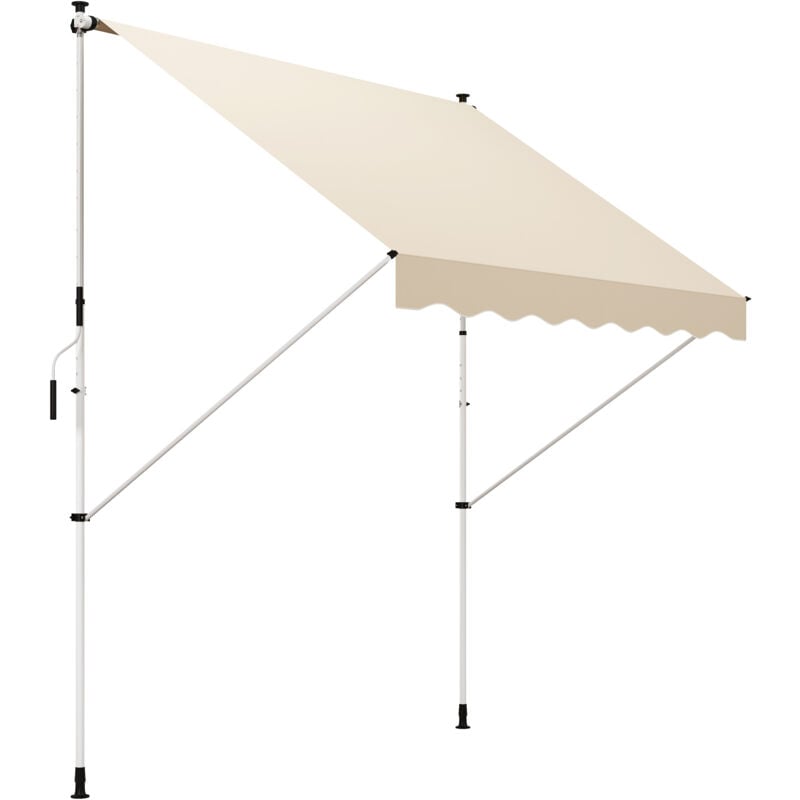 Store banne manuel rétractable 3L x 1,5l m inclinaison et hauteur réglable installation rapide métal alu polyester anti-UV beige
