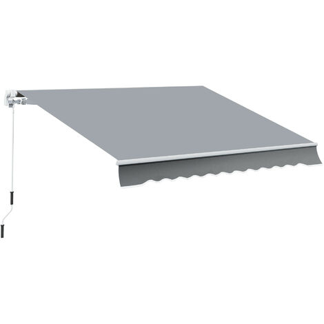 Store banne manuel rétractable 4m – Toile polyester haute densité gris – Protection UV – Installation simple avec manivelle – MH