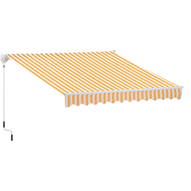 Store banne manuel rétractable aluminium polyester imperméabilisé 3L x 2,5l m orange blanc rayé