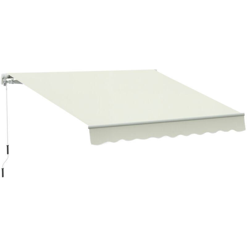 Store banne manuel rétractable aluminium polyester imperméabilisé 3L x 2,5l m crème