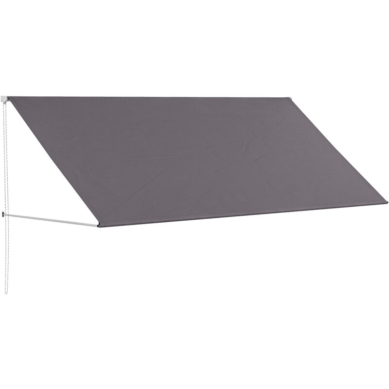 Outsunny - Store banne manuel rétractable inclinaison réglable 300 x 120 cm alu polyester gris - Gris