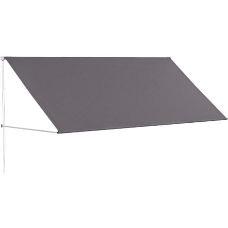 Store banne manuel rétractable inclinaison réglable 300 x 120 cm alu polyester gris