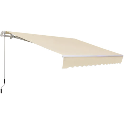 Store banne manuelle réglable angle aluminium polyester imperméable 3,5 x 2,5 m beige