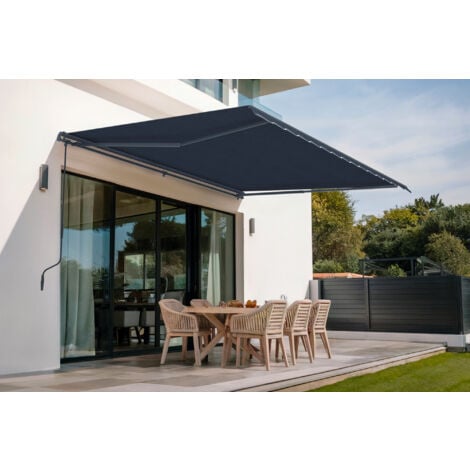 Store banne monobloc VECCHIO 4x3m - Toile premium 320g/m² Gris