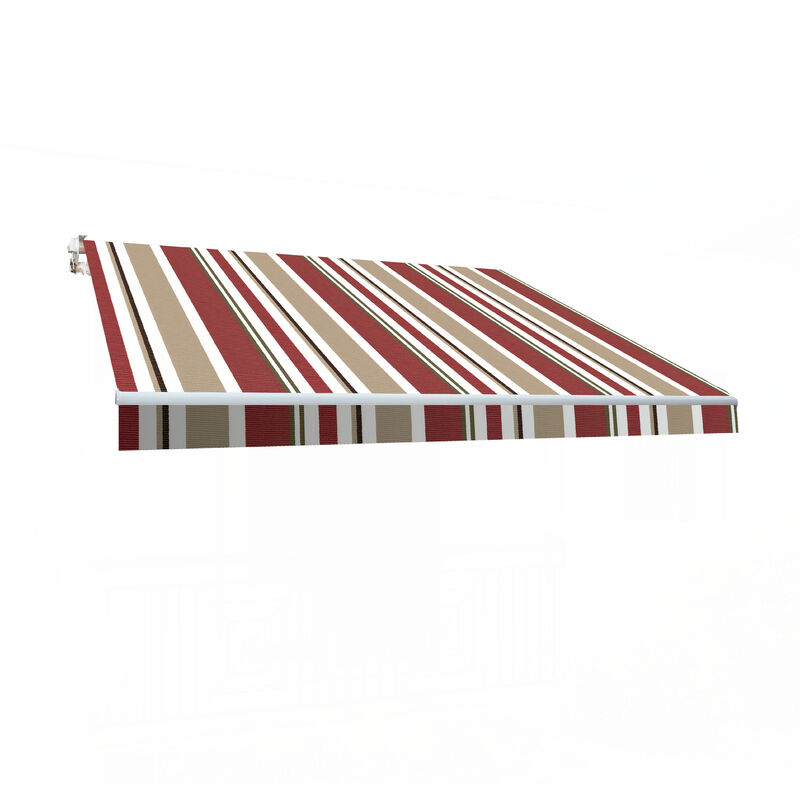Store Banne Manuel 4x2,5 - Toile Polyester Retractable - Terrasse Balcon Jardin - Sans Coffre - Bordeaux/Beige - Smartsun