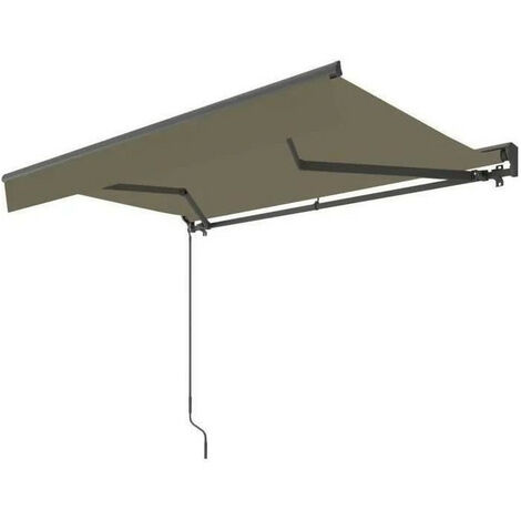 Store banne motorisé semi coffre 2,90 x 2,50 m en aluminium, structure grise anthracite , toile taupe BEAURIVAGE