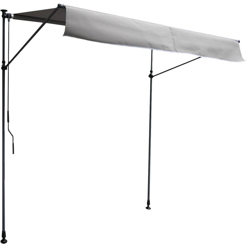 Happy Garden - Store banne pour balcon chene 2 × 1,2m - Toile grise et structure grise