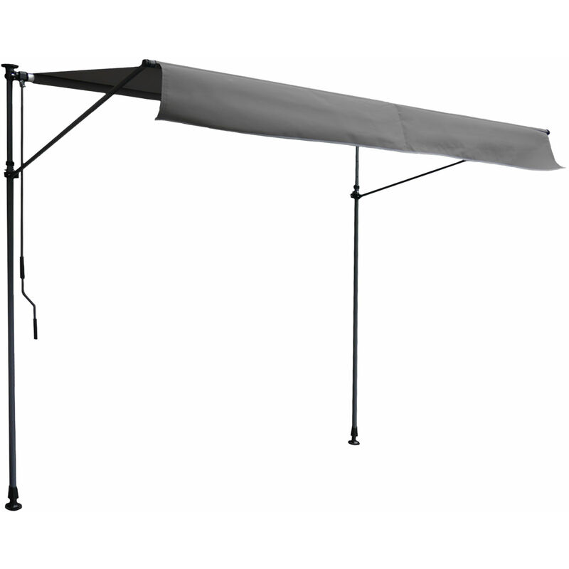 Happy Garden - Store banne pour balcon chene 3 × 1,2m - Toile anthracite et structure grise