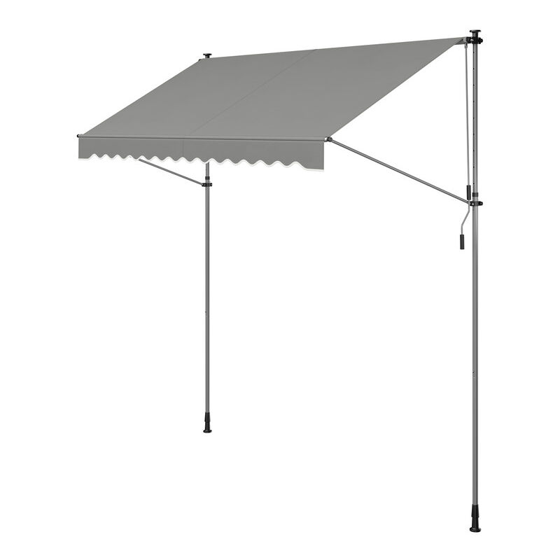 Store Banne Rétractable, Store Manuel, Réglable en Hauteur, avec Manivelle pour Balcon, Jardin, Terrasse, 300 x 120 cm, Gris - Songmics