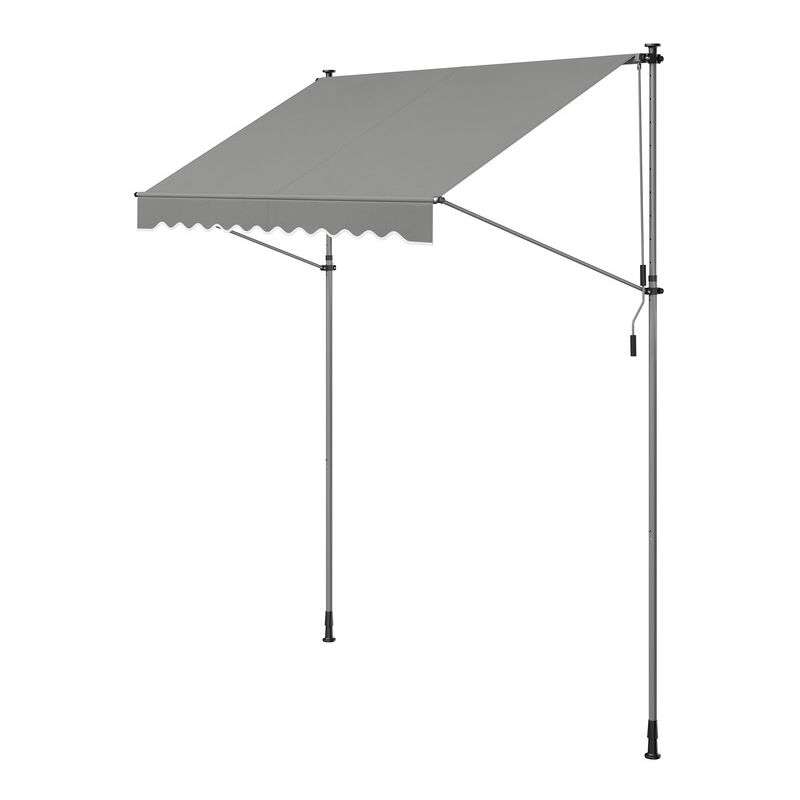 Store Banne Rétractable, Store Manuel, Réglable en Hauteur, avec Manivelle pour Balcon, Jardin, Terrasse, 250 x 120 cm, Gris - Songmics