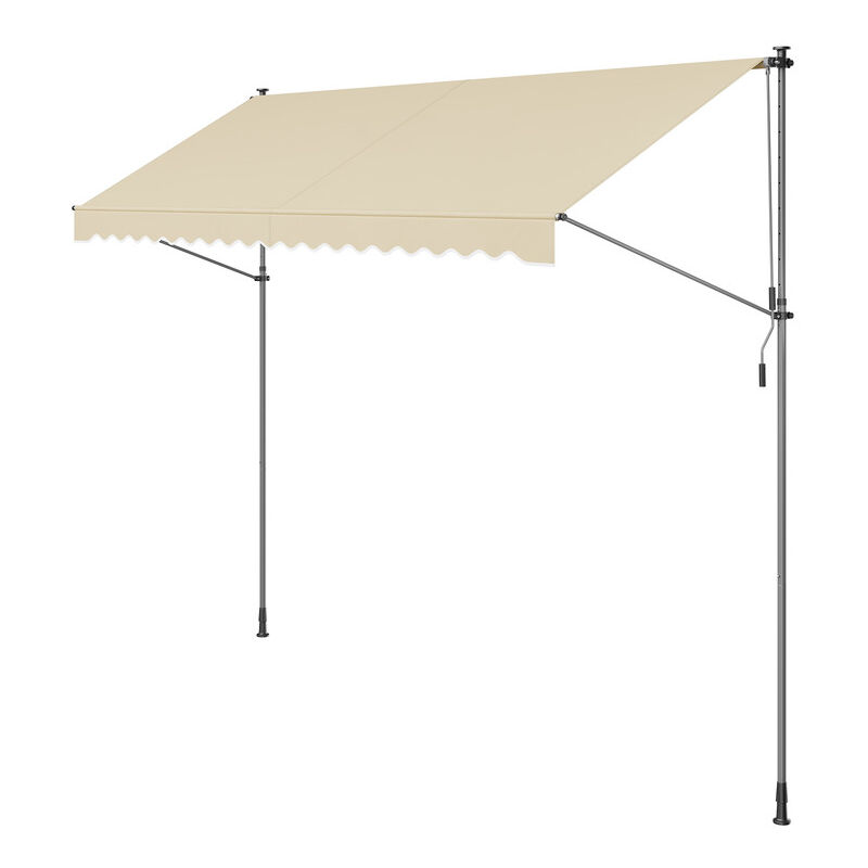 Store Banne Rétractable, Store Manuel, Réglable en Hauteur, avec Manivelle pour Balcon, Jardin, Terrasse, 400 x 120 cm, Beige - Songmics