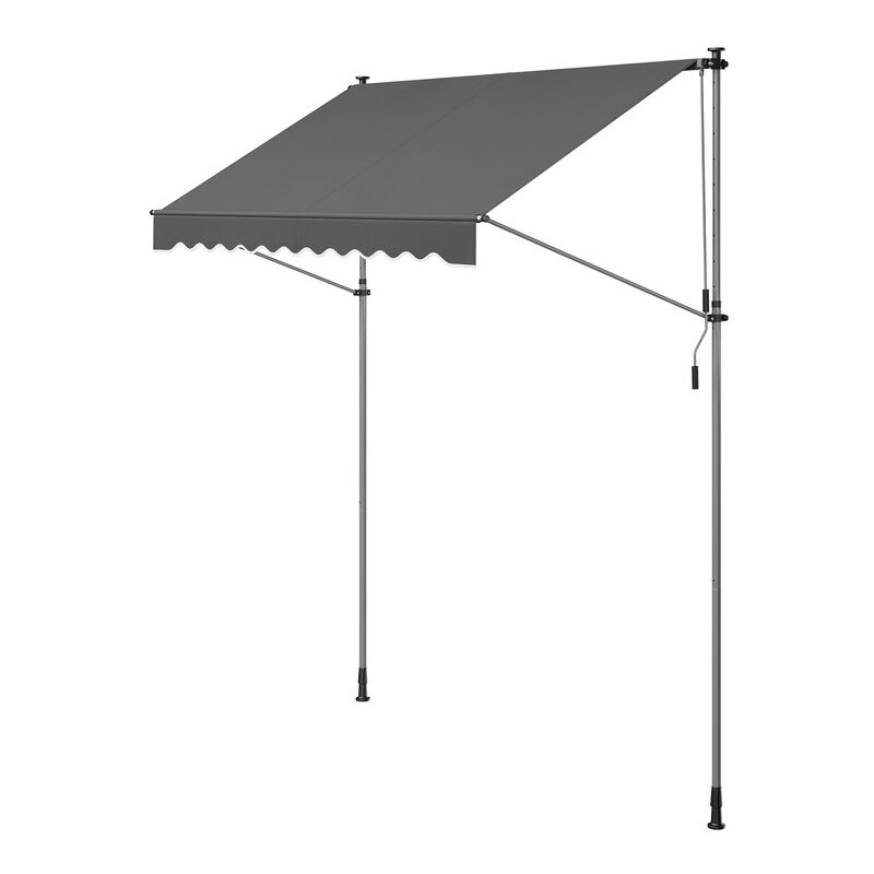 Store Banne Rétractable, Store Manuel, Réglable en Hauteur, avec Manivelle pour Balcon, Jardin, Terrasse, 250 x 120 cm, Gris Anthracite - Songmics