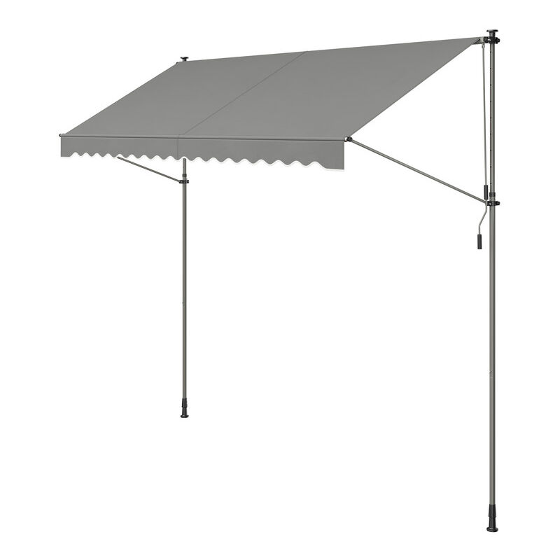 Store Banne Rétractable, Store Manuel, Réglable en Hauteur, avec Manivelle pour Balcon, Jardin, Terrasse, 350 x 120 cm, Gris - Songmics