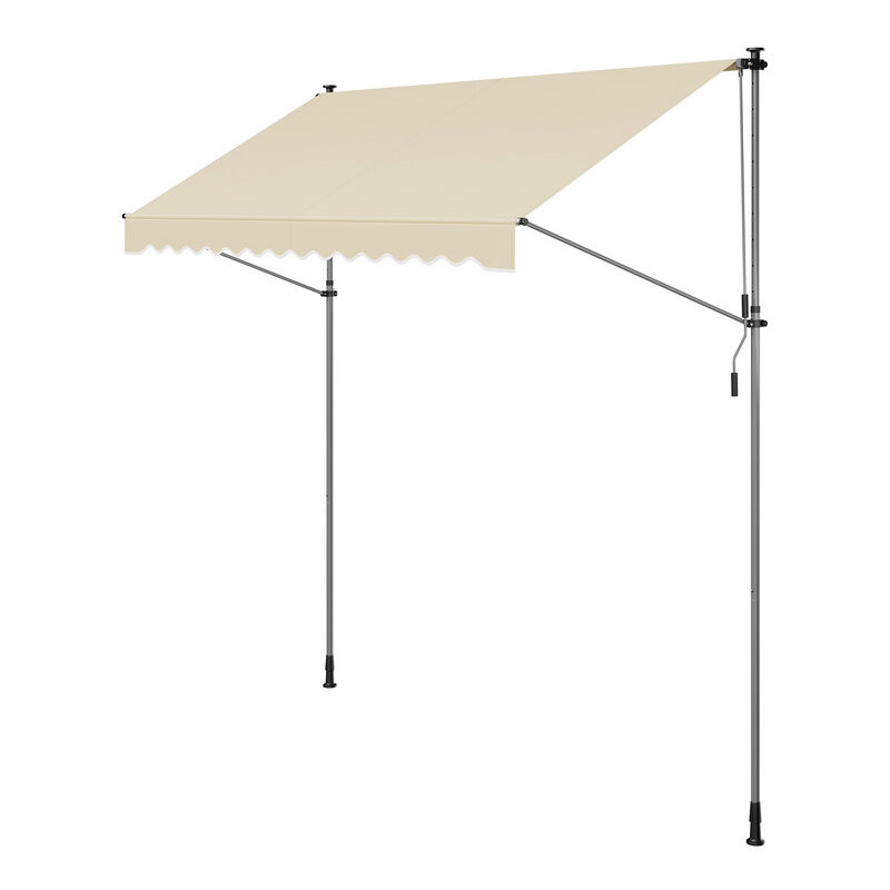 Store Banne Rétractable, Store Manuel, Réglable en Hauteur, avec Manivelle pour Balcon, Jardin, Terrasse, 300 x 120 cm, Beige - Songmics