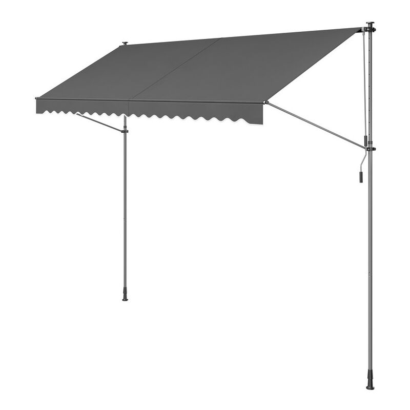 Store Banne Rétractable, Store Manuel, Réglable en Hauteur, avec Manivelle pour Balcon, Jardin, Terrasse, 400 x 120 cm, Gris Anthracite - Songmics