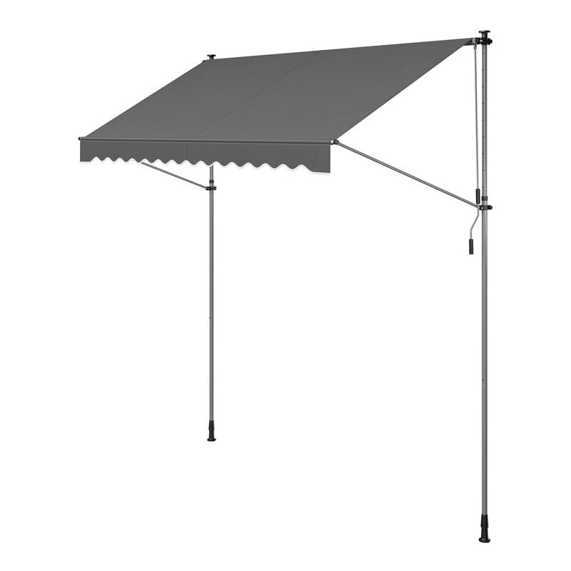 Store Banne Rétractable, Store Manuel, Réglable en Hauteur, avec Manivelle pour Balcon, Jardin, Terrasse, 300 x 120 cm, Gris Anthracite - Songmics
