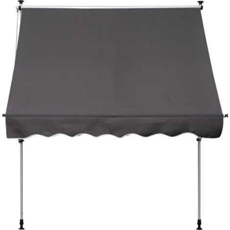 Store banne rétractable manuel 2L x 1,5l x 1,7-2,8H m inclinaison réglable installation rapide sans perçage balcon métal aluminium polyester gris