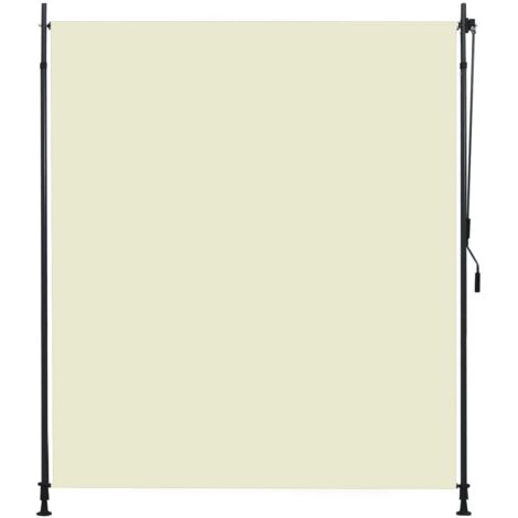Store banne roulant d'extérieur 200 x 270 cm crème – Système à manivelle – Résistant aux UV – Poteaux réglables 2-3 m – True Deal