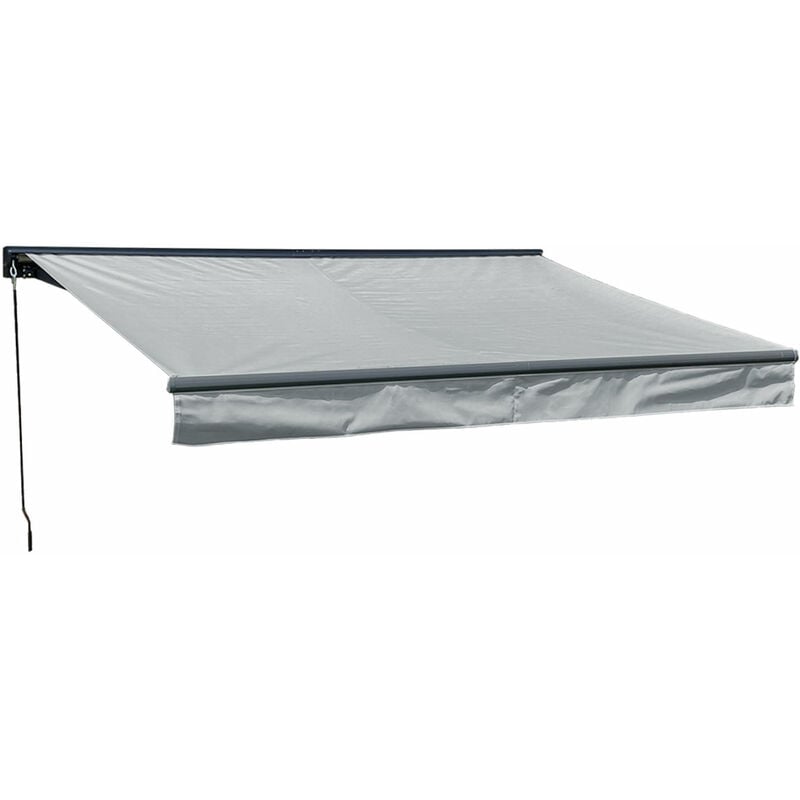 Store banne saule 2,95 × 2,5m avec semi-coffre - Toile grise et structure grise - grey