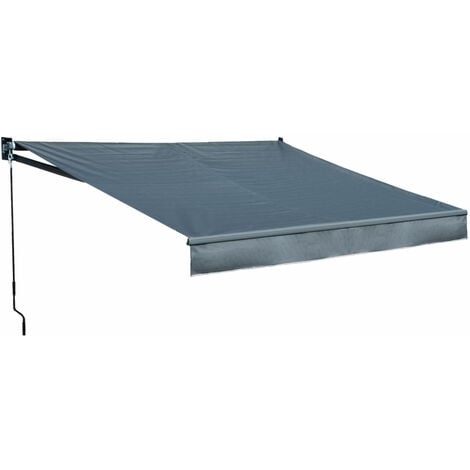 Store banne SAULE 2,95 × 2,5m - Toile anthracite et structure grise