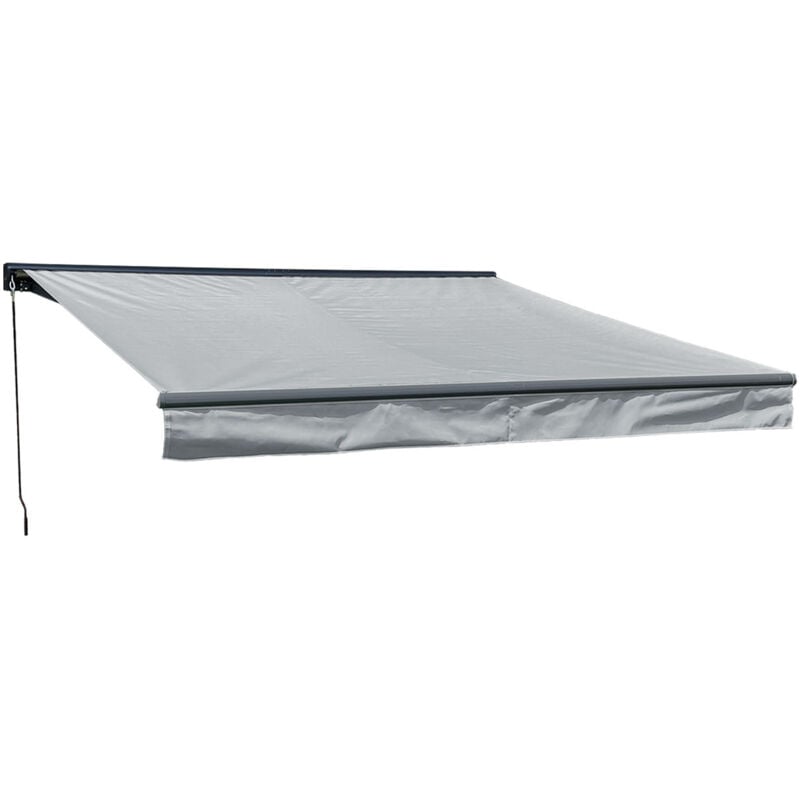 Happy Garden - Store banne saule 3,5 × 3m avec semi-coffre - Toile grise et structure grise