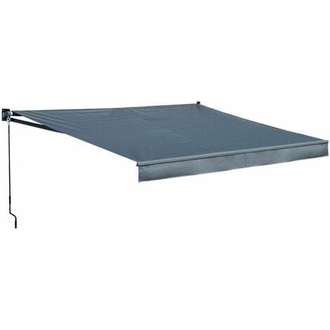 Store banne SAULE 3,95 × 3m - Toile anthracite et structure grise