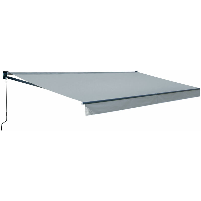 Happy Garden - Store banne saule 3,95 × 3m - Toile grise et structure grise