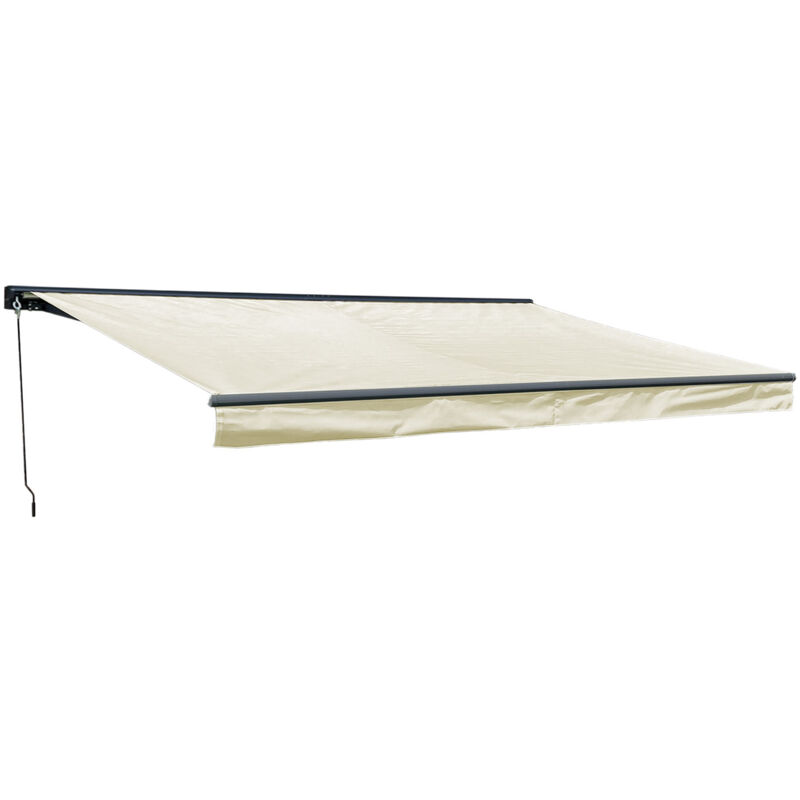 Happy Garden - Store banne SAULE 5 × 3m avec semi-coffre - Toile beige et structure grise - Beige