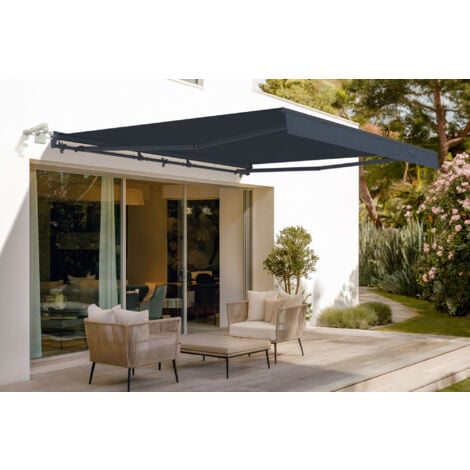 Store banne semi-coffre motorisé FAZZIO 4x3m Gris