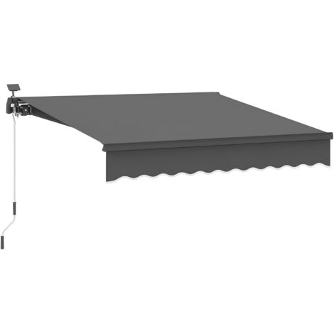 Store banne solaire avec éclairage LED et manivelle 300 cm gris UPF50+