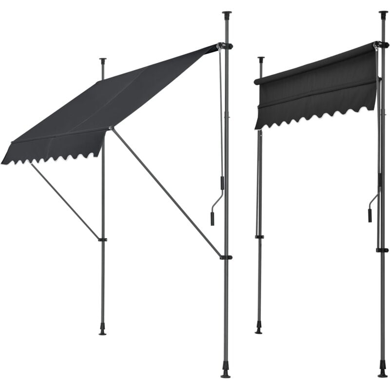 Helloshop26 - Store banne téléscopique acier polyester 200 x 120 x 200-300 cm noir